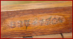 Original Morris chair model numbers stenciled on the inside of the rear seat stretcher.